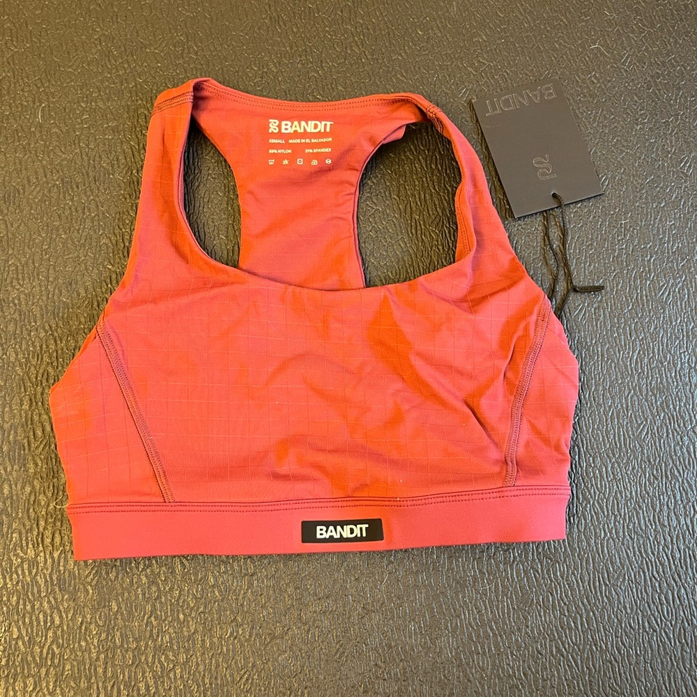 Bandit Gridlock Scoop Neck Run Bra - Cherry - XS